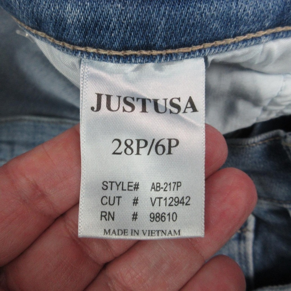JustUSA Jeans Womens 28P/6P Blue Mid Rise Cargo Wide Leg Relaxed Denim 29x28* - Picture 13 of 16